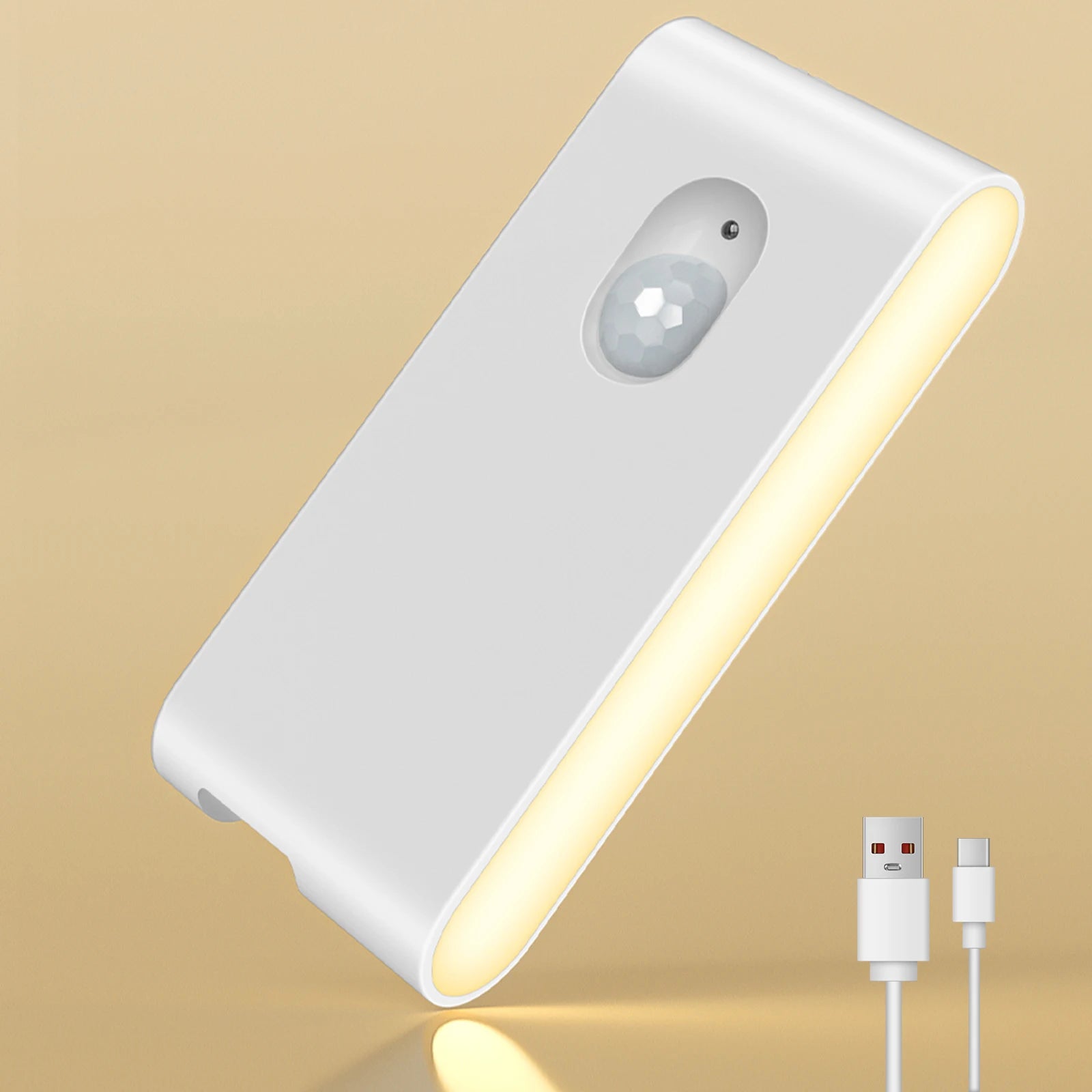 WarmSense Motion Sensor Night Light — Warm White 2700K, Rechargeable, Magnetic Mount, USB-C