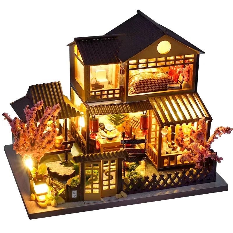 Corner Bookshop Book Nook Kit, DIY Miniature Bookstore with LED Light, Bookshelf Insert