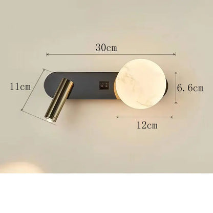 MoonSpot Wall Sconce — LED Reading & Ambient Light, Hardwired, Knob Switch, Bedroom Bedside