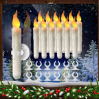 Floating Window Candles with Suction Cups, Flameless Hanging LED Taper Candles, Christmas Window Decor
