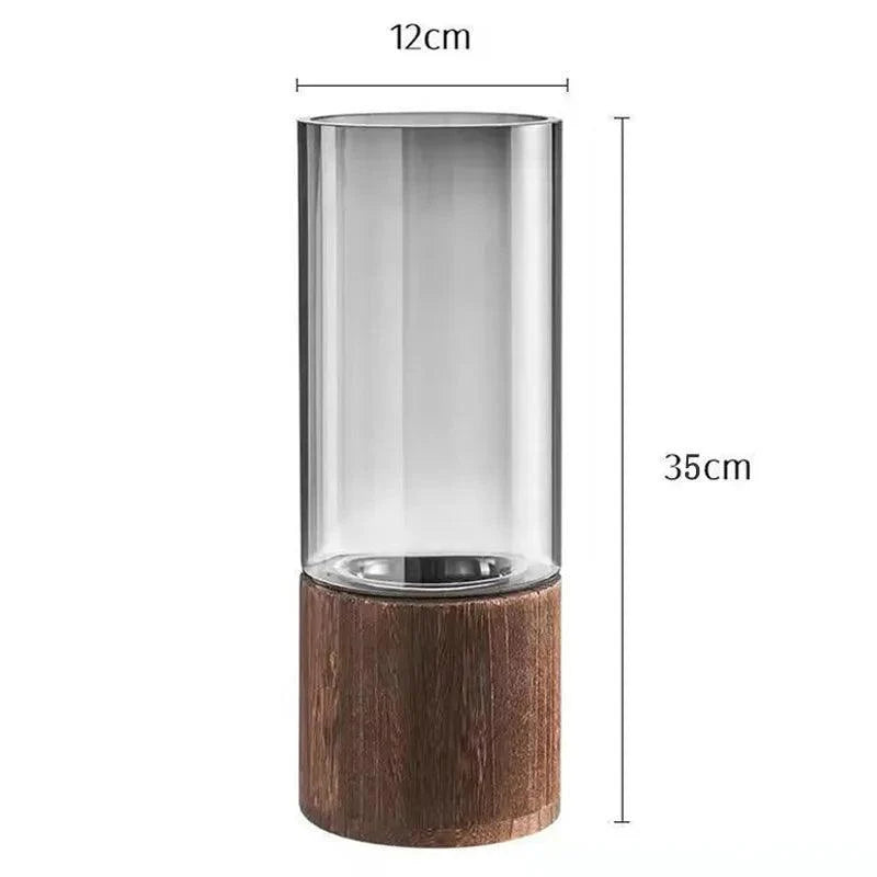 Wooden Glass Floral Vase