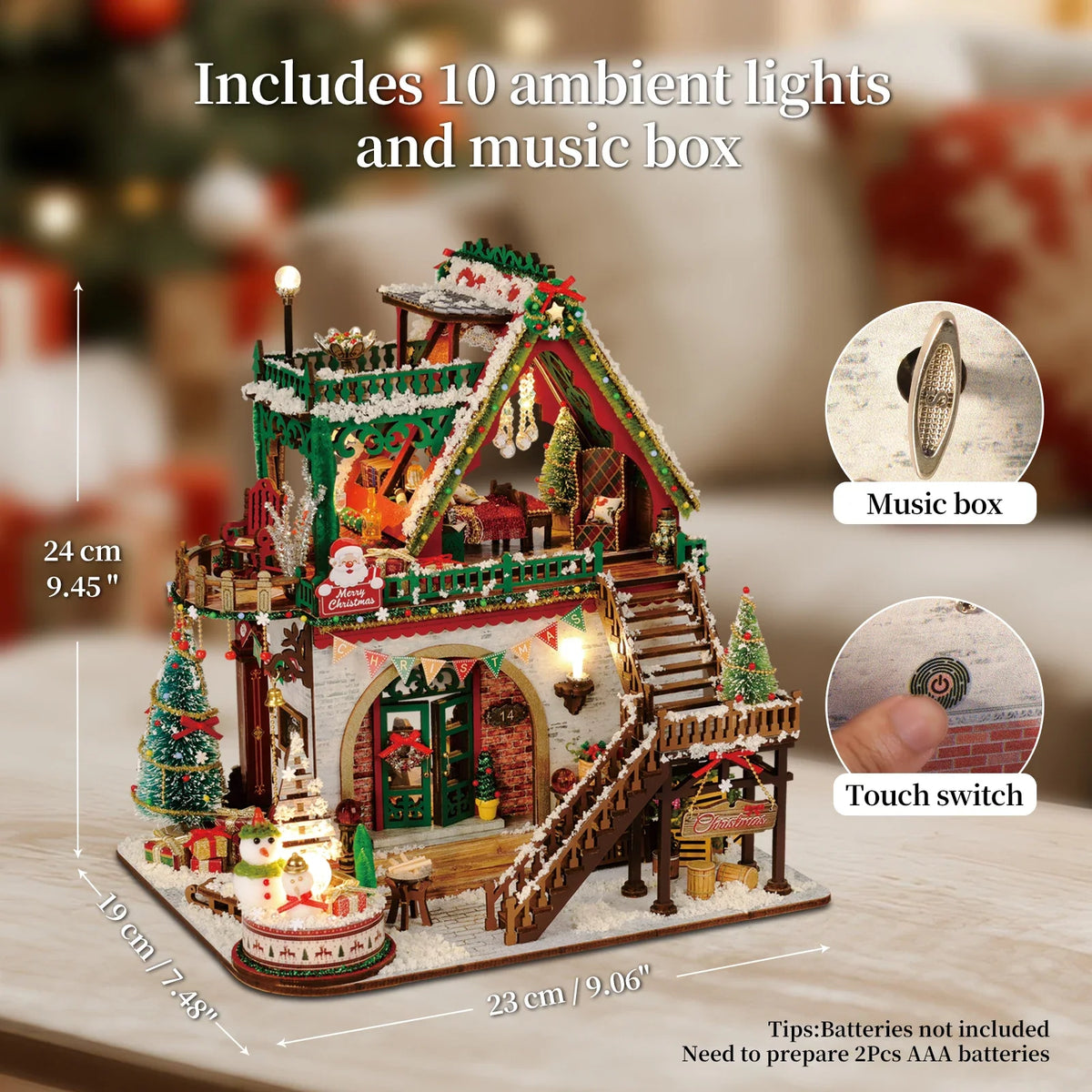 Snowy Christmas Lodge DIY Miniature House Kit