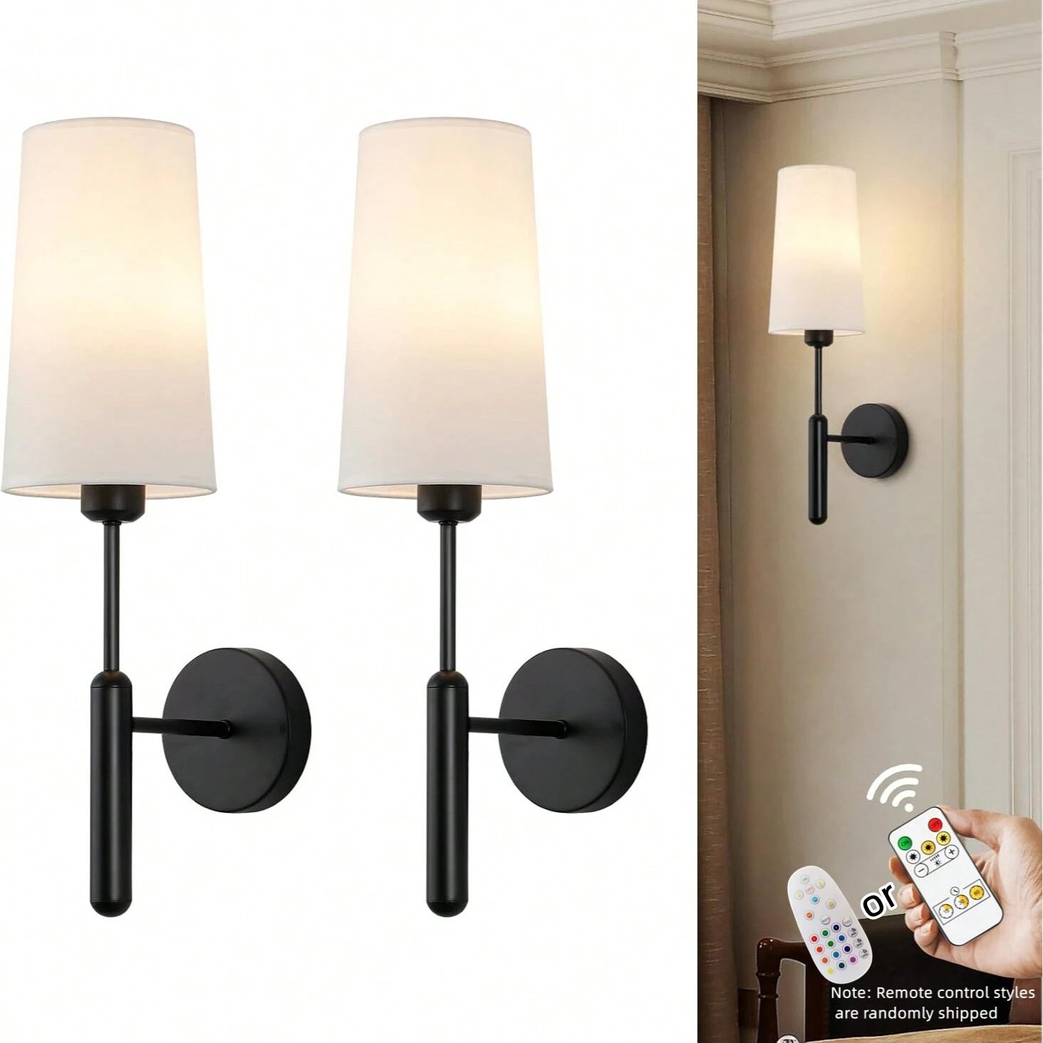 CandleGlow Rechargeable Wall Sconce Set — Battery Powered, Remote, 3 Color Temps, No Wiring