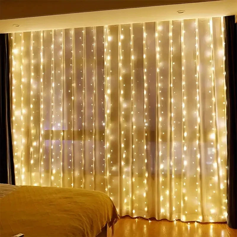 Fairy Curtain Lights for Bedroom, USB Warm White LED Window Curtain String Lights with Remote, 8 Modes
