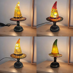 WitchHat Stained Glass Lamp — Mystical Tiffany-Style Decor