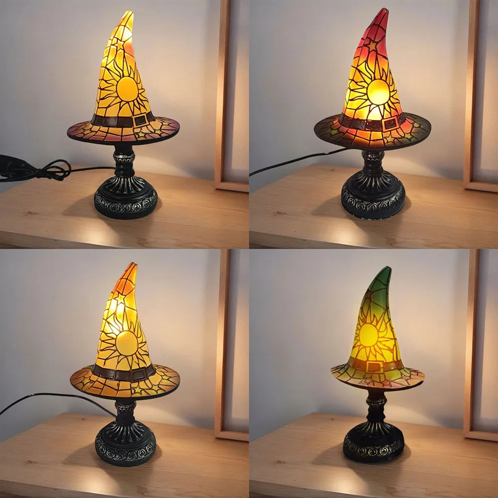 WitchHat Stained Glass Lamp — Mystical Tiffany-Style Decor