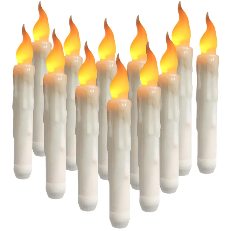Floating Window Candles with Suction Cups, Flameless Hanging LED Taper Candles, Christmas Window Decor