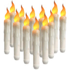 Floating Window Candles with Suction Cups, Flameless Hanging LED Taper Candles, Christmas Window Decor