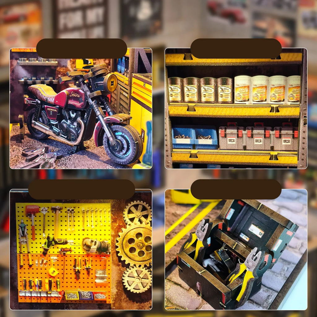 Motorcycle Repair Shop DIY Miniature House Kit