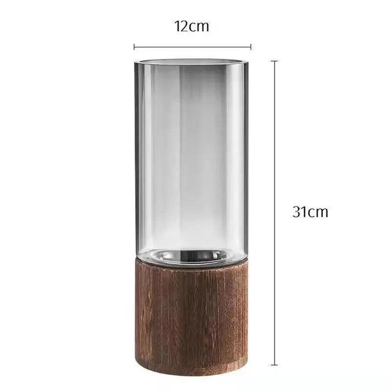 Wooden Glass Floral Vase