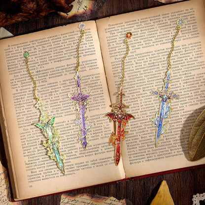 Fantasy Sword Bookmark Set — 4 Metal Bookmarks for Readers