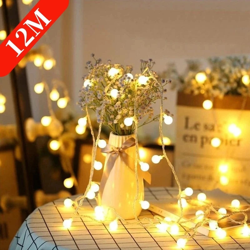 Globe String Lights Warm White, Battery or USB Powered Ball Fairy Lights for Bedroom, 5 ft to 39 ft