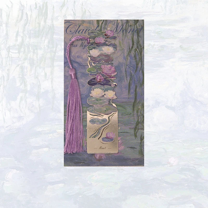 Famous Painting Metal Bookmark with Tassel, Brass Art Bookmark, Van Gogh Starry Night Sunflower, Gift