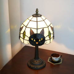 TiffanyCat Stained Glass Table Lamp — Vintage Cat Decor