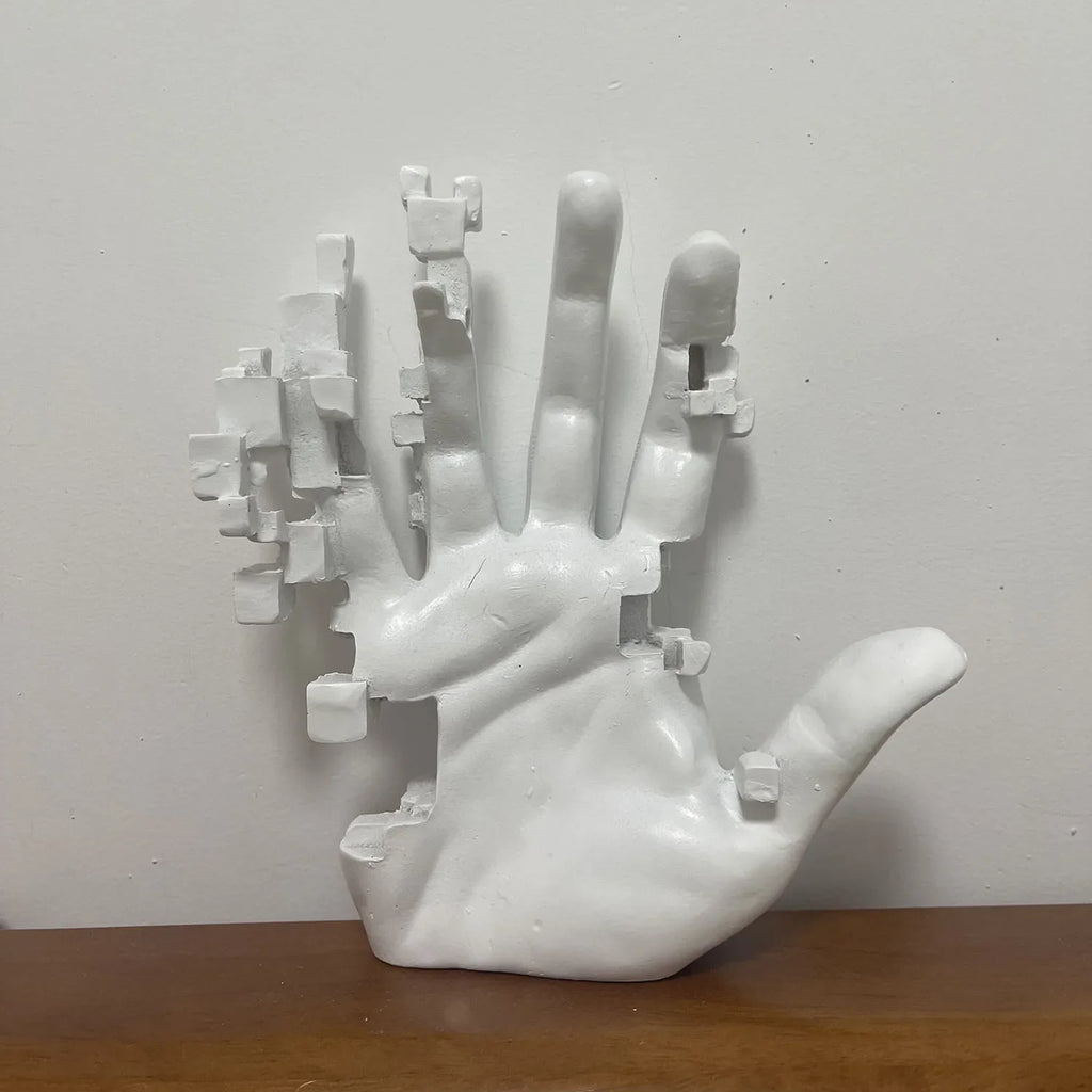 Nordic Resin Palm Sculpture – Minimalist Shelf Art Piece