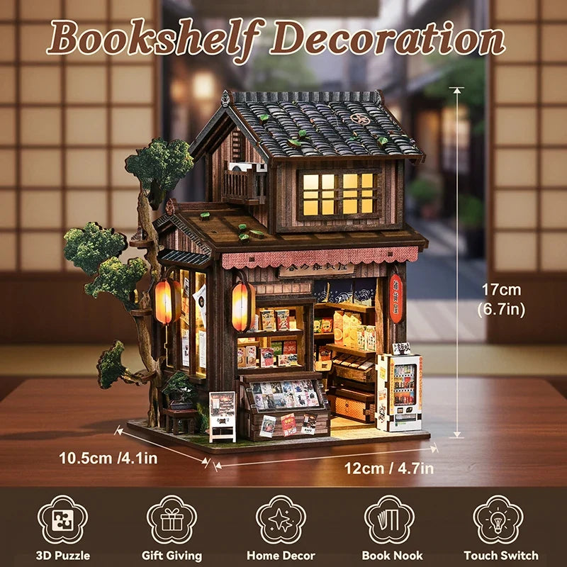 Kasuga Grocery Store DIY Miniature House Kit with LED Lights