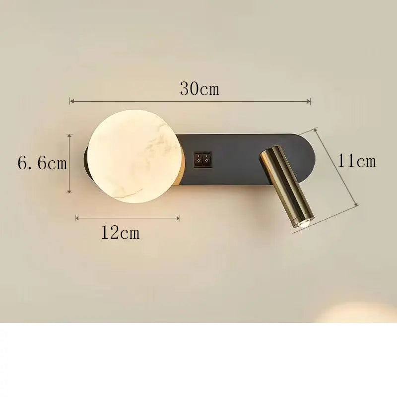 MoonSpot Wall Sconce — LED Reading & Ambient Light, Hardwired, Knob Switch, Bedroom Bedside
