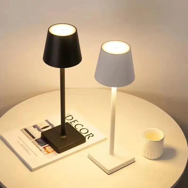 Rechargeable Table Lamp Cordless LED Ambient Light, Slide Touch Dimmable Bedside Lamp, Bar & Dinner Table