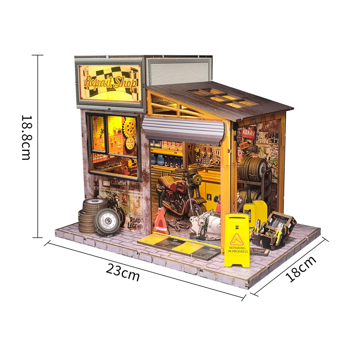 Motorcycle Repair Shop DIY Miniature House Kit