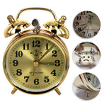 HeritageGlow Twin Bell Alarm Clock — Vintage Wind-Up Metal Desk Clock, Gold