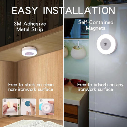 TapGlow Touch LED Night Light — Rechargeable, Magnetic, 3 Color Temps, Dimmable, 1–6 Pack