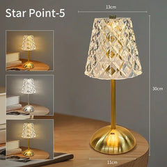 StarGlow Crystal Cordless Table Lamp — Touch Dimmer