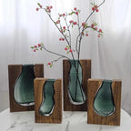 Wooden Glass Floral Vase