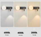 MoonSpot Wall Sconce — LED Reading & Ambient Light, Hardwired, Knob Switch, Bedroom Bedside