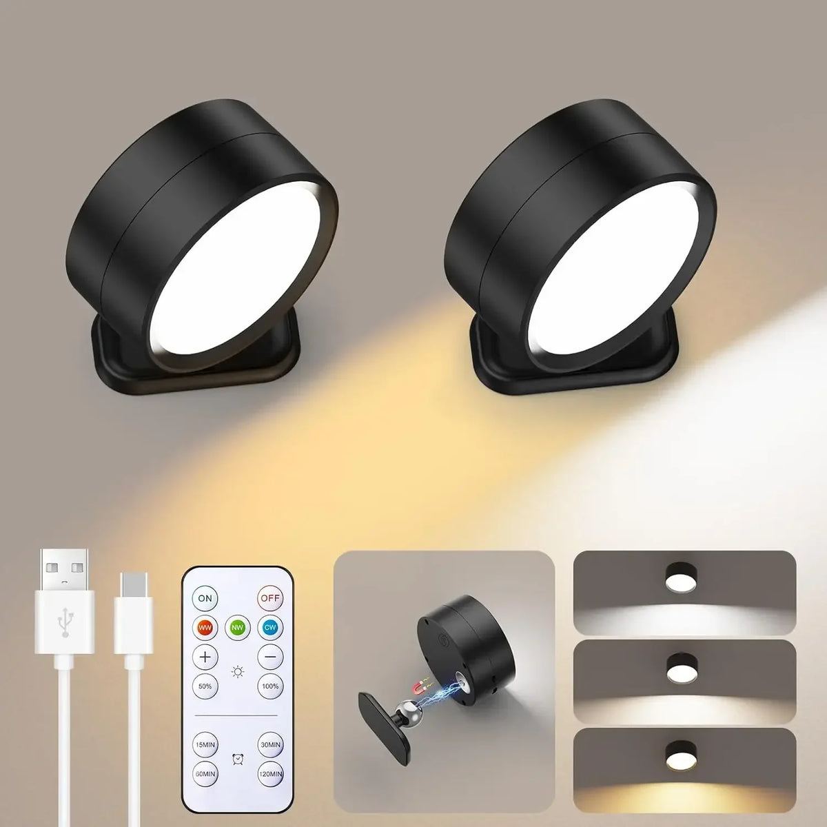 Wall Sconce Rechargeable Battery Operated with Remote, Magnetic LED Wall Light, Dimmable, Motion Sensor Option