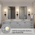 CandleGlow Rechargeable Wall Sconce Set — Battery Powered, Remote, 3 Color Temps, No Wiring