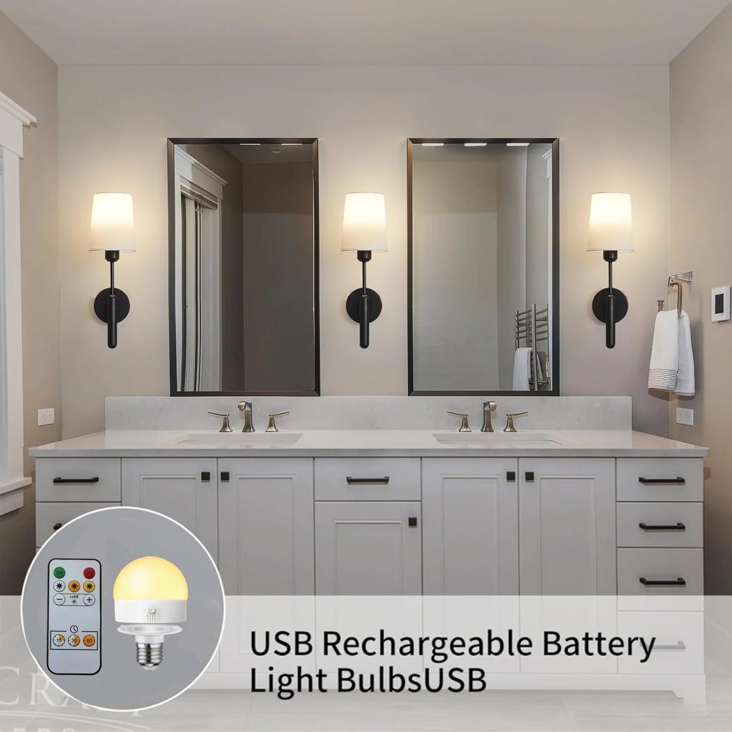 CandleGlow Rechargeable Wall Sconce Set — Battery Powered, Remote, 3 Color Temps, No Wiring