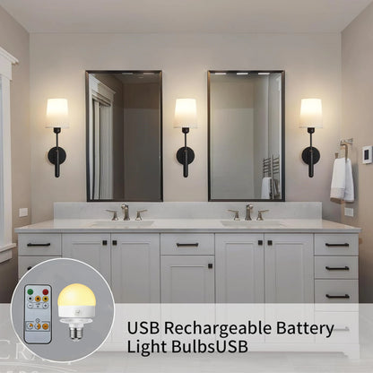 CandleGlow Rechargeable Wall Sconce Set — Battery Powered, Remote, 3 Color Temps, No Wiring