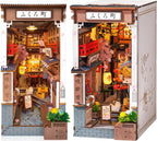 Book Nook Kit Sakura Wine Alley, Japanese DIY Booknook with LED Lights, Glue-Free, 249 Pcs