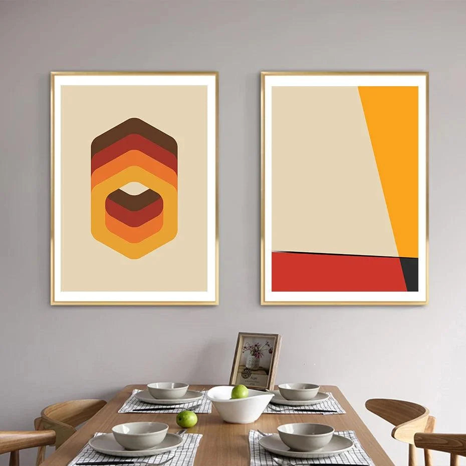 Orange Figures Prints