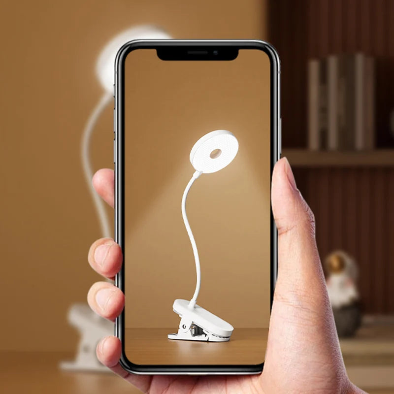 ClipGlow Rechargeable LED Desk Lamp — Clip-On, Touch Control, Dimmable, USB-C, Eye Care