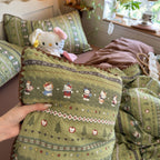 Sage Forest Kitty Aesthetic Bedding Set
