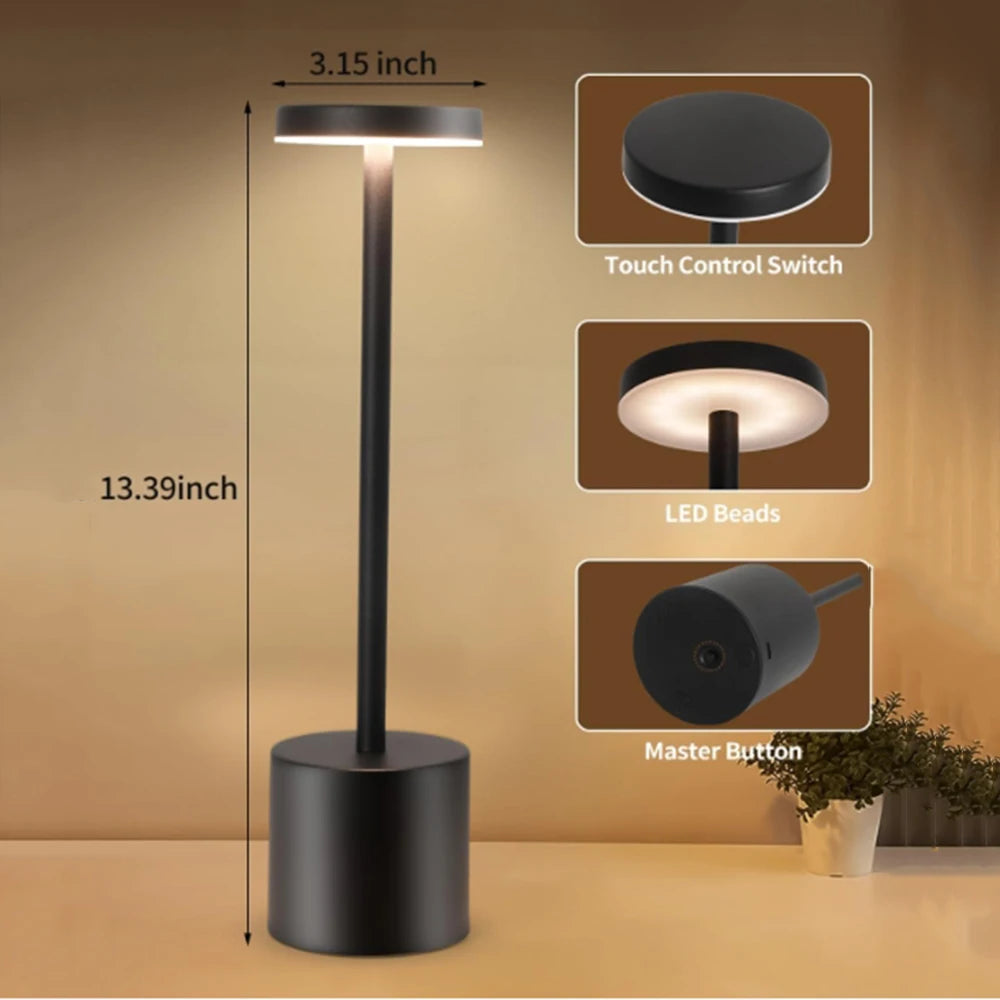 PillarGlow — Cordless LED Table Lamp with Touch Dimmer