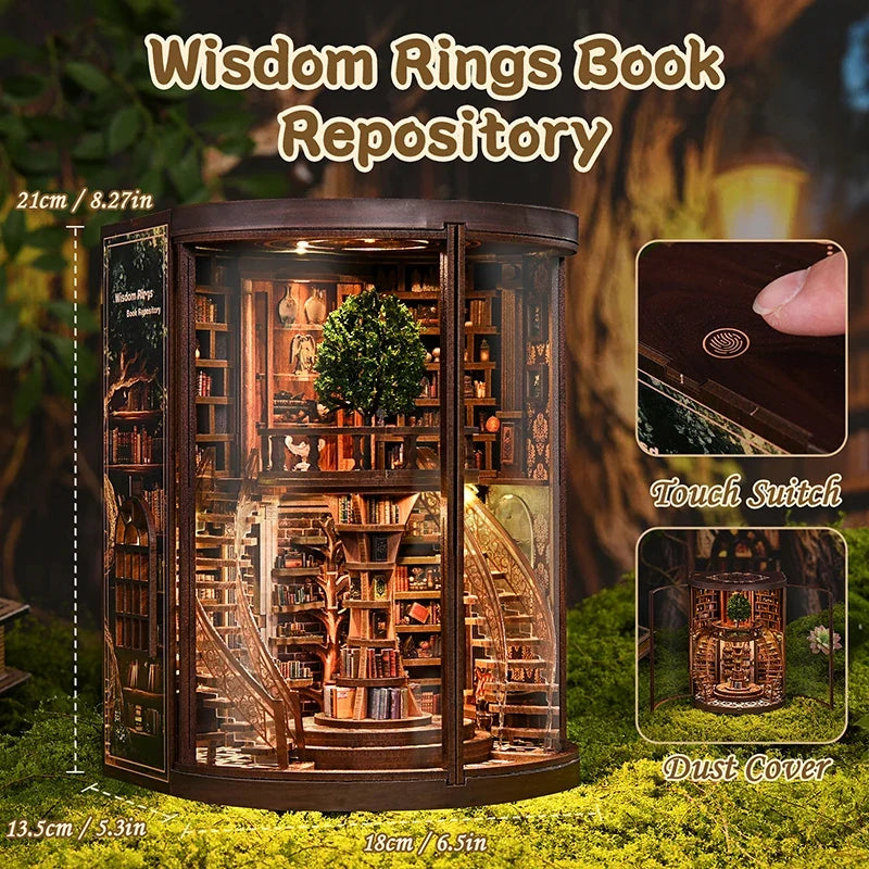 New Figurines Miniatures Wisdom Rings DIY Book Nook Kit