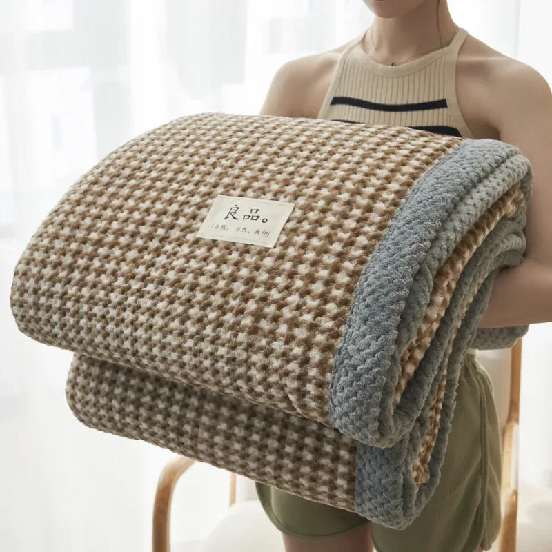 Chunky Chenille Knit Throw Blanket, Soft Handmade Knitted Blanket for Couch and Bed, Machine Washable