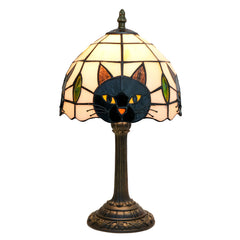 TiffanyCat Stained Glass Table Lamp — Vintage Cat Decor