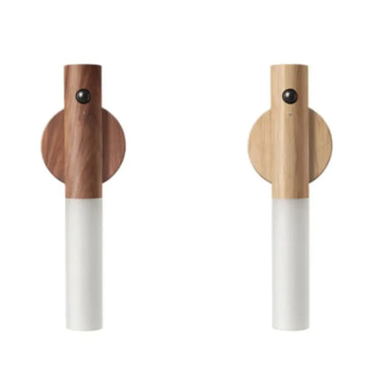 WoodGlow Motion Sensor Wall Light — Rechargeable, Magnetic, Dimmable Warm White, Wood Look