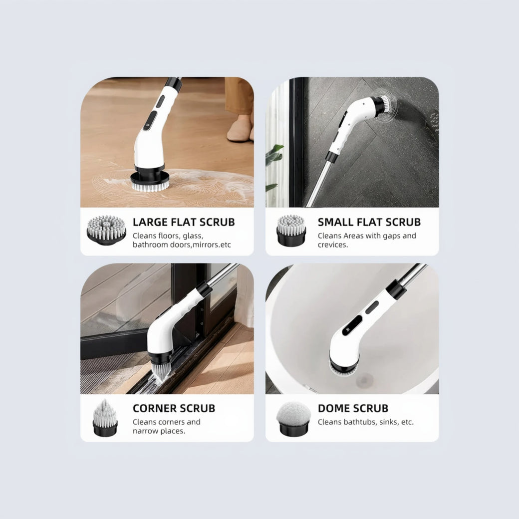 PowerScrub X9™ Electric Spin Scrubber (9-in-1 | Extension Handle | Cordless)