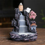 Backflow Incense Burner Waterfall, Smoke Fountain Incense Holder Home Decor, with Incense Cone Packs