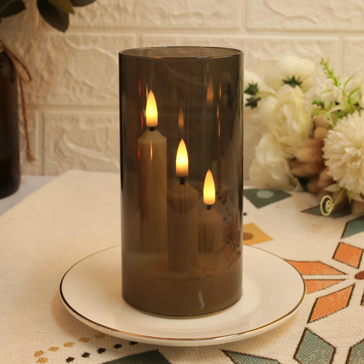 Flameless Taper Candles with Lampshade, 3-in-1 Battery Operated LED Candle Lamps, Flickering