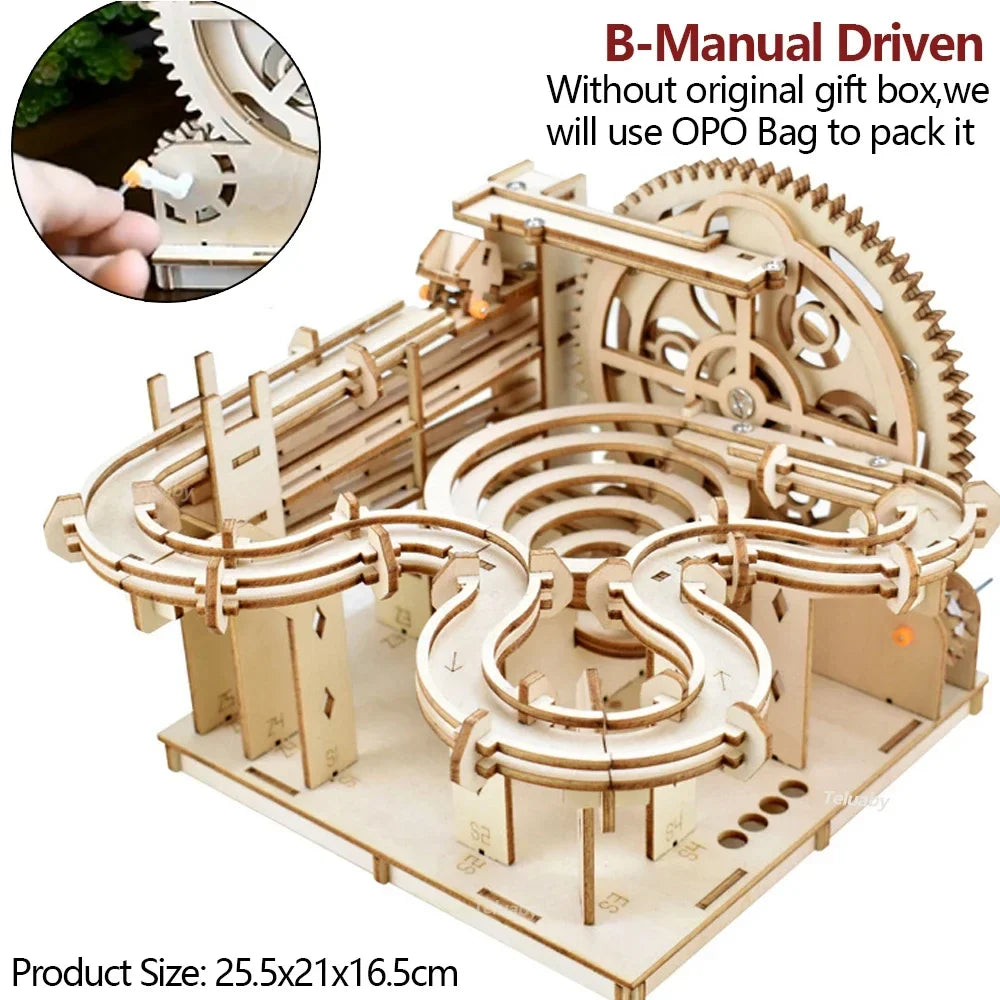 Spiral Gear Marble Run 3D Wooden Puzzle