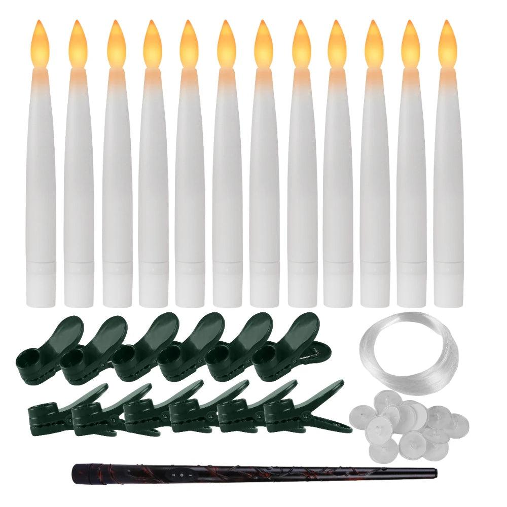 Clip On LED Candles for Christmas Tree with Remote and Timer, Flameless Mini Taper Candles, Scandinavian