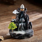 Backflow Incense Burner Waterfall, Smoke Fountain Incense Holder Home Decor, with Incense Cone Packs