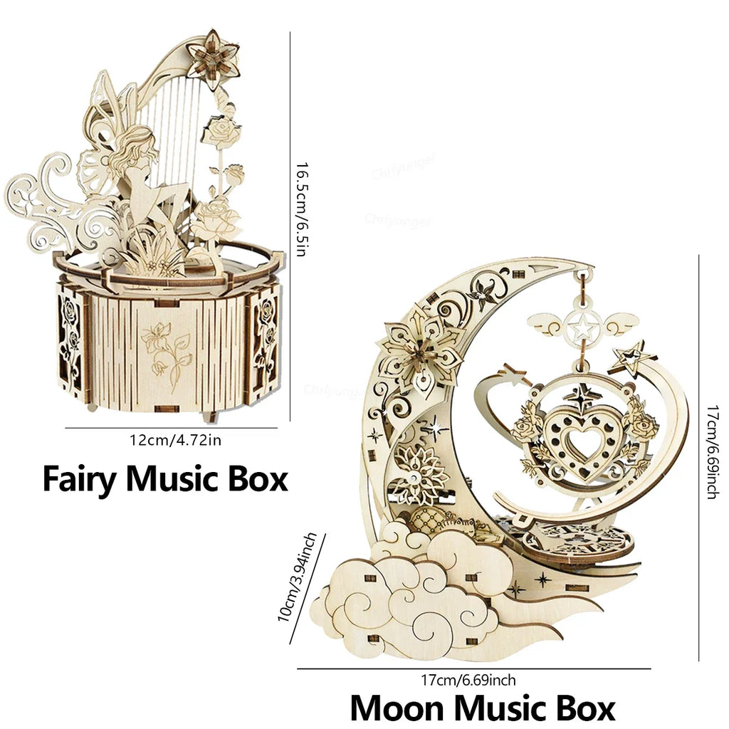 Moon & Star Music Box Wooden Puzzle