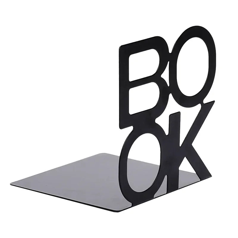 Metal Bookends Heavy Duty Non-Slip, Iron Book Ends for Shelves, Black or White