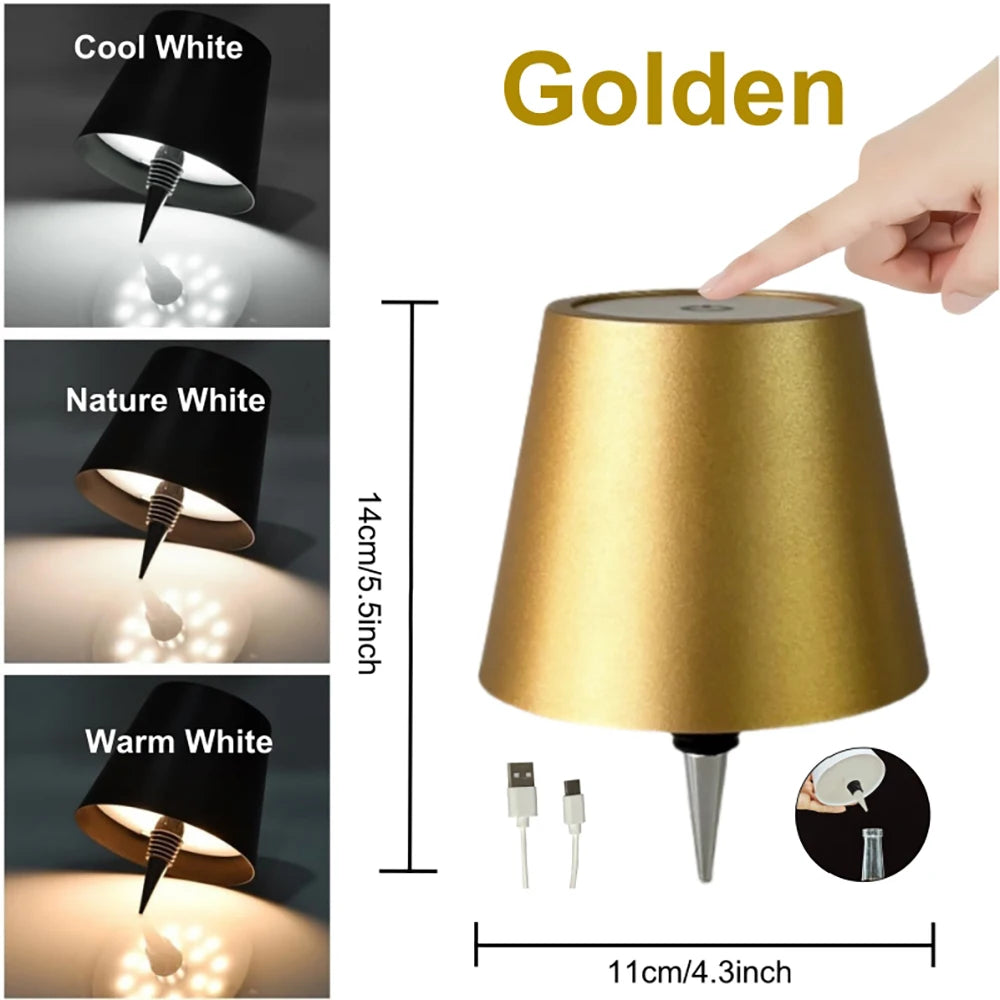 VibeHome BottleGlow — Cordless Rechargeable Bottle Table Lamp